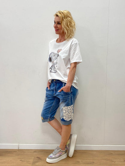 Shorts/Bermuda  "Jeans"  mit Details blau