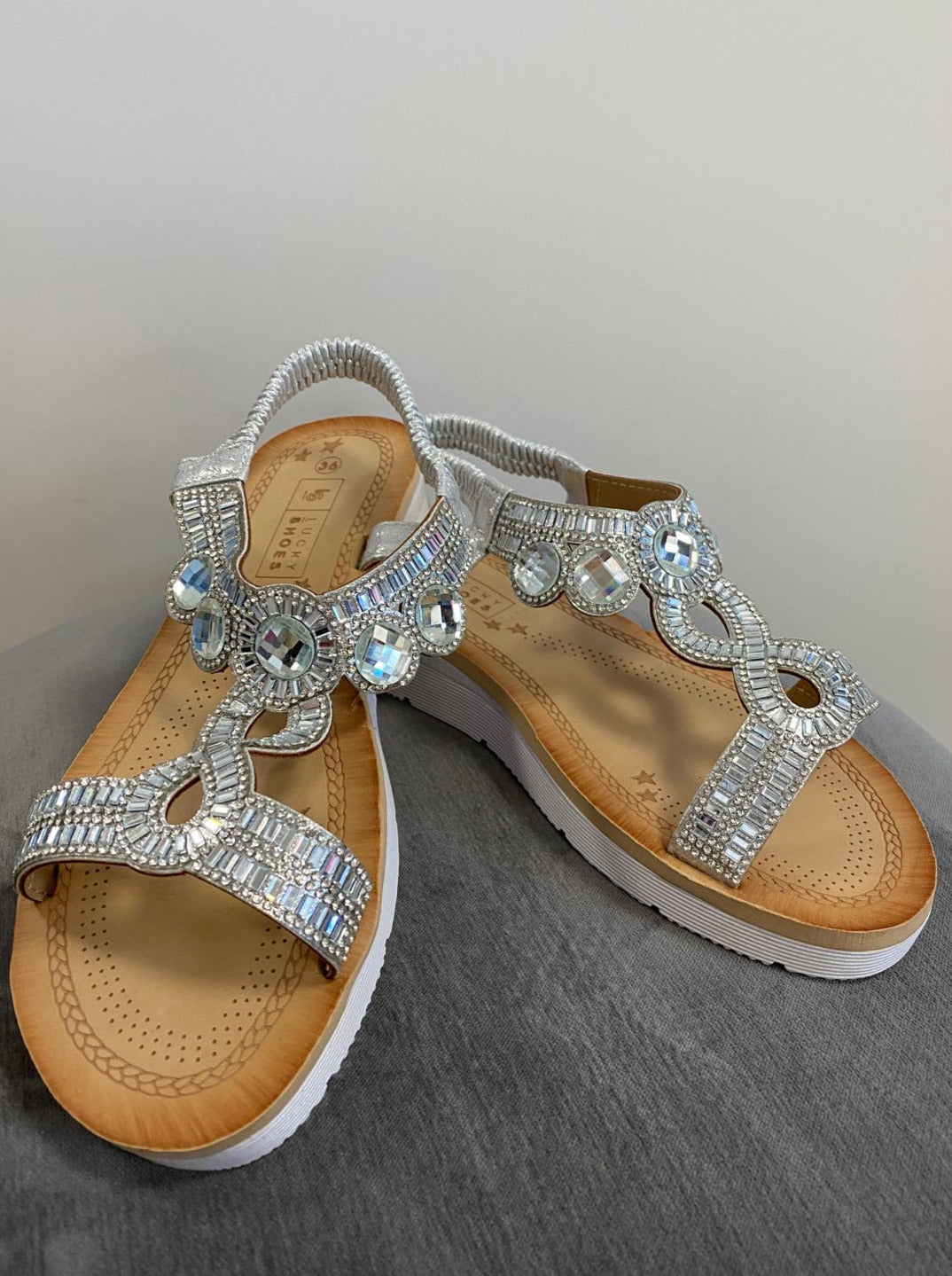 Sandalen "Diamonds" silber