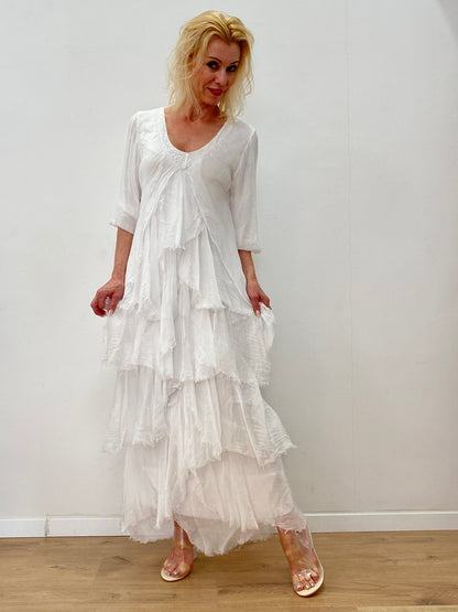 Maxi Kleid mit Pailletten weiß