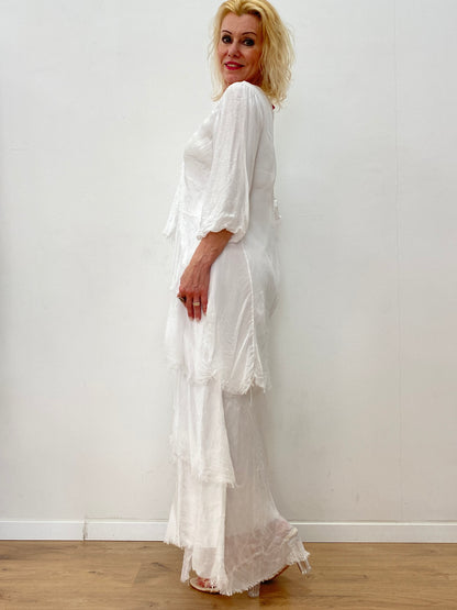 Maxi Kleid mit Pailletten weiß