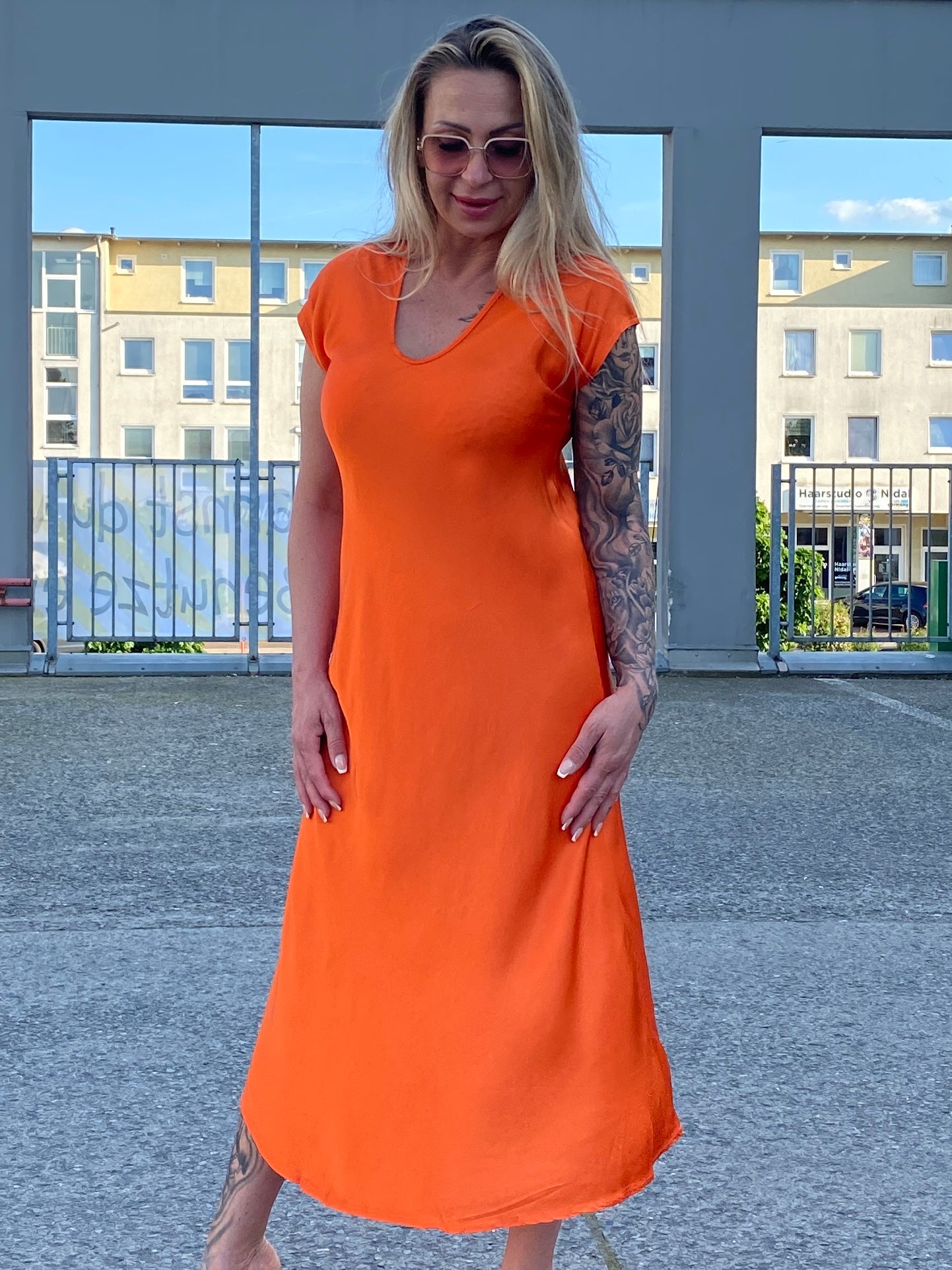 Kleid orange 20% Seide