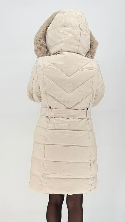 Jacke Creme matt mit Kapuze