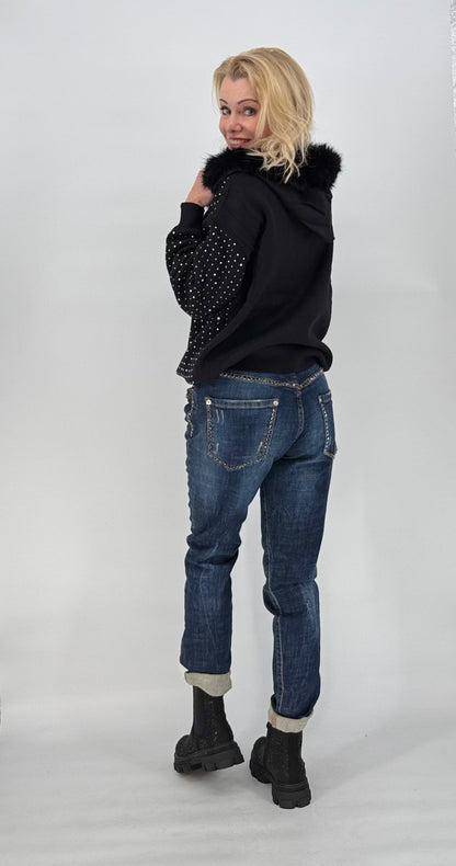 Boy Friend Jeans  PUCCIHINO mit Strass, destroyed