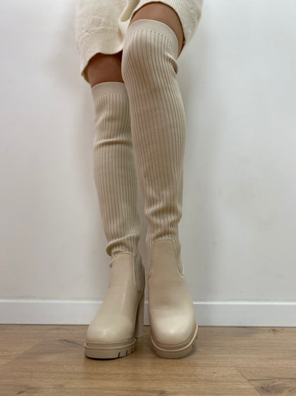 Stiefel Overknees beige