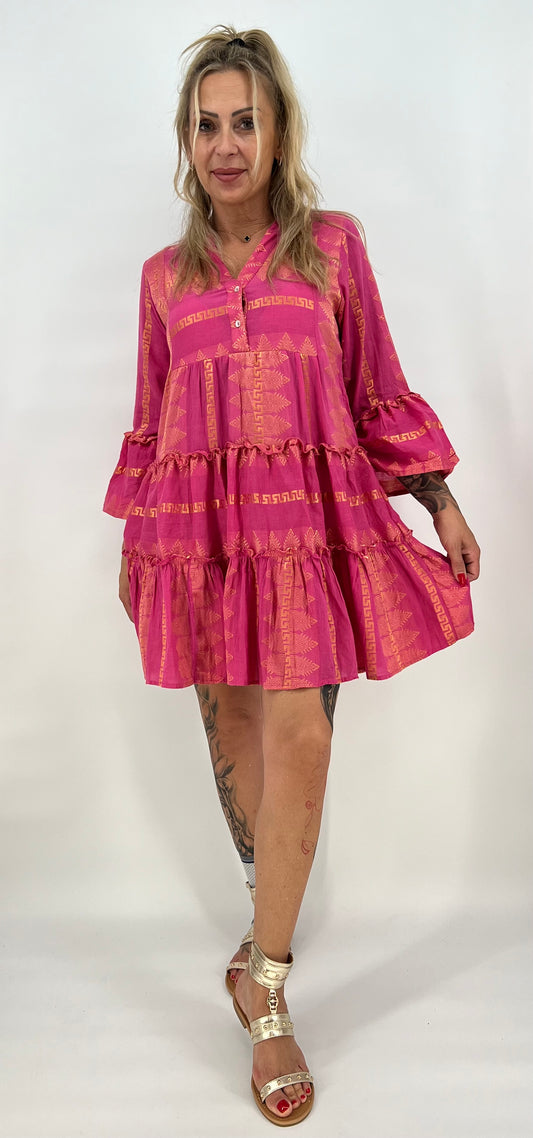 Sommer Kleid "Sumitra" pink-gold