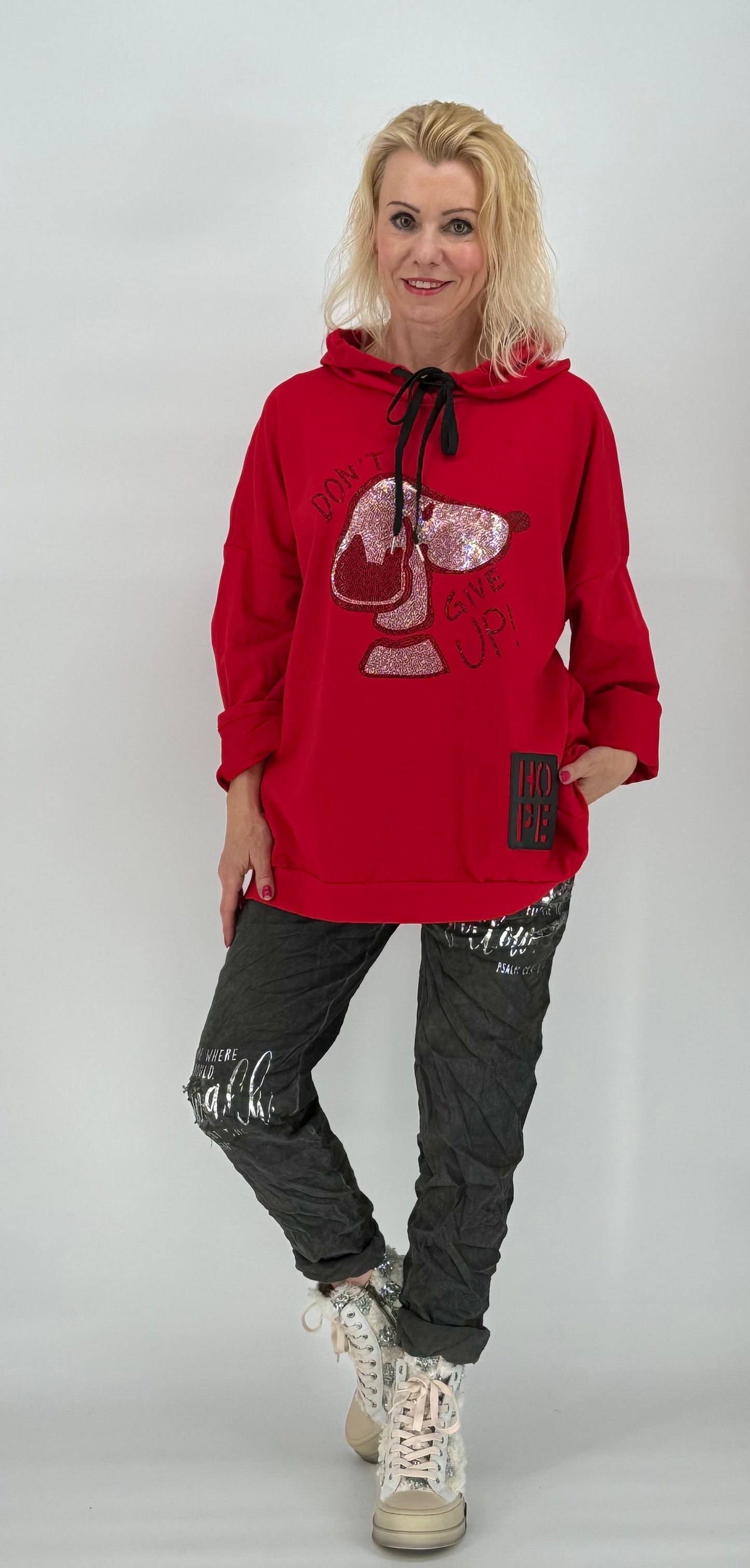 Sweatshirt "Snoopy" mit Kapuze rot