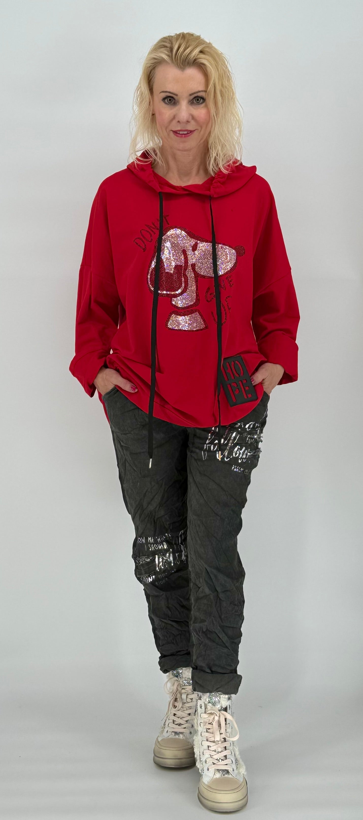 Sweatshirt "Snoopy" mit Kapuze rot