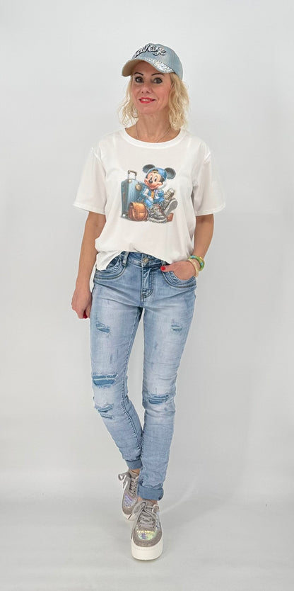 T-Shirt weiß mit MICKEY blau - 01336