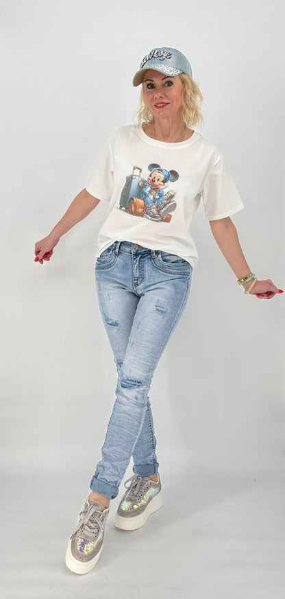 T-Shirt weiß mit MICKEY blau - 01336