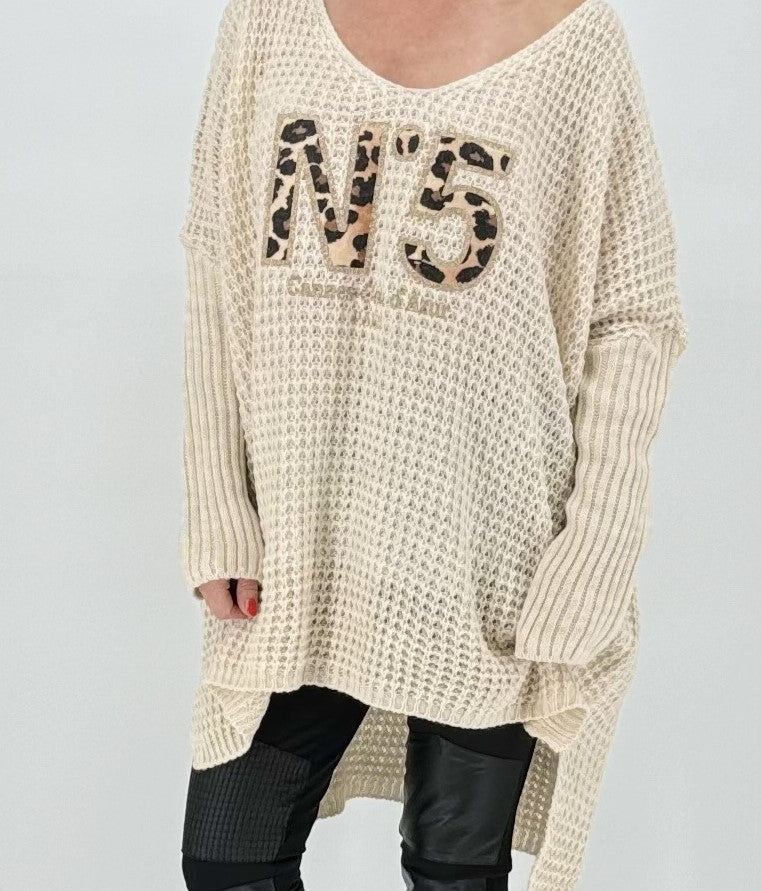 Netz Pullover "N5" beige