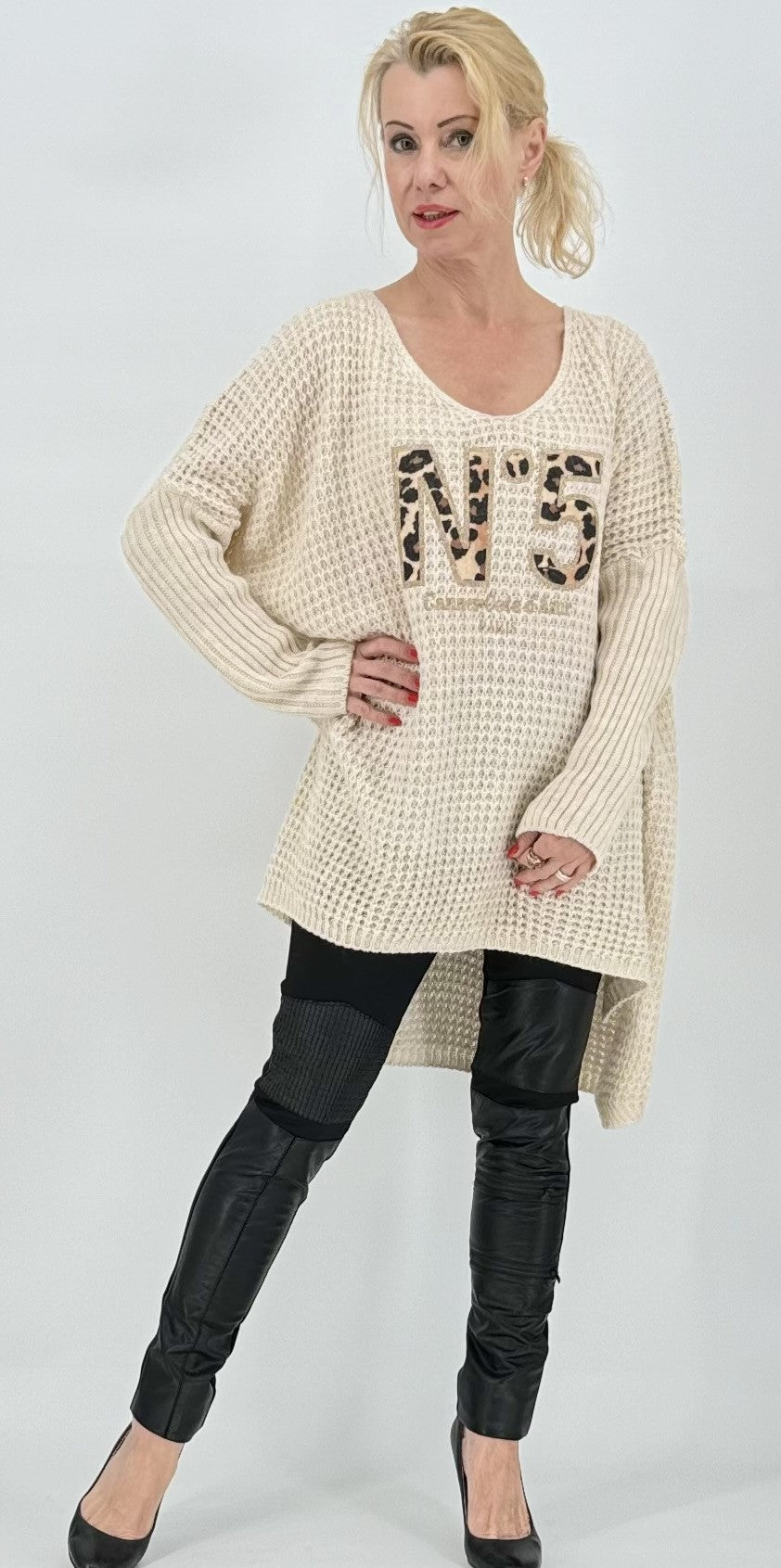 Netz Pullover "N5" beige