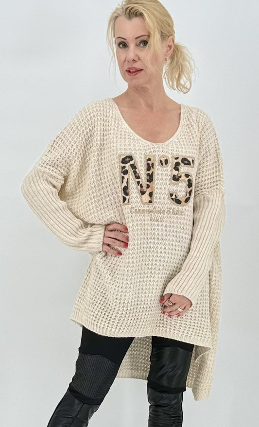 Netz Pullover "N5" beige