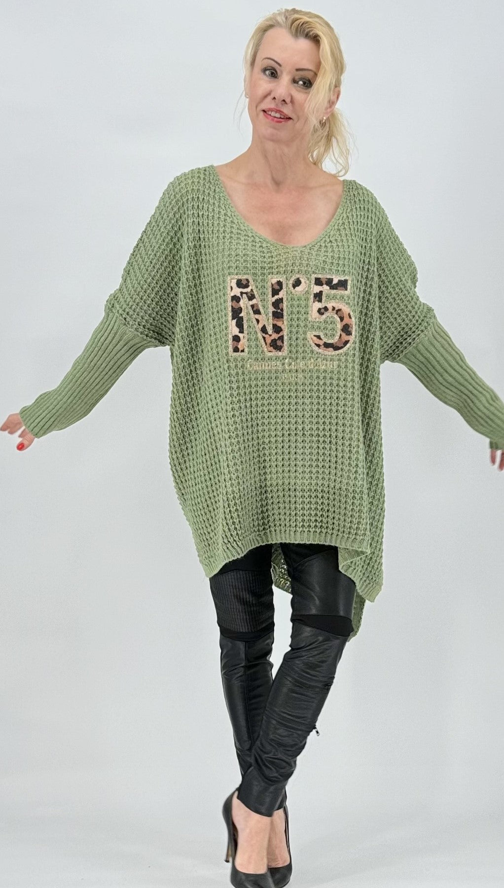 Netz Pullover "N5" grün