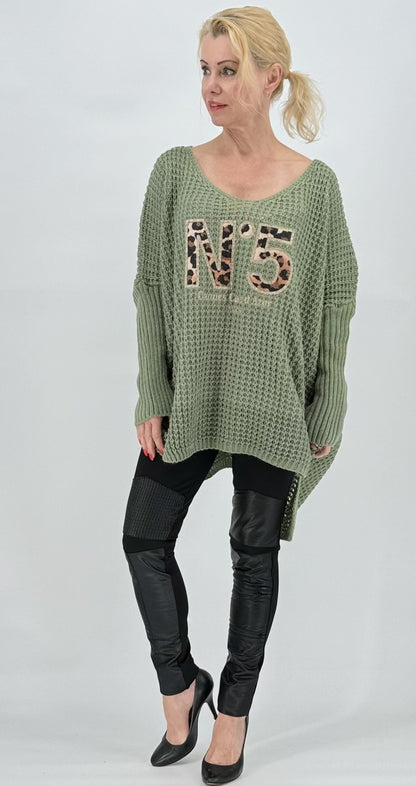 Netz Pullover "N5" grün