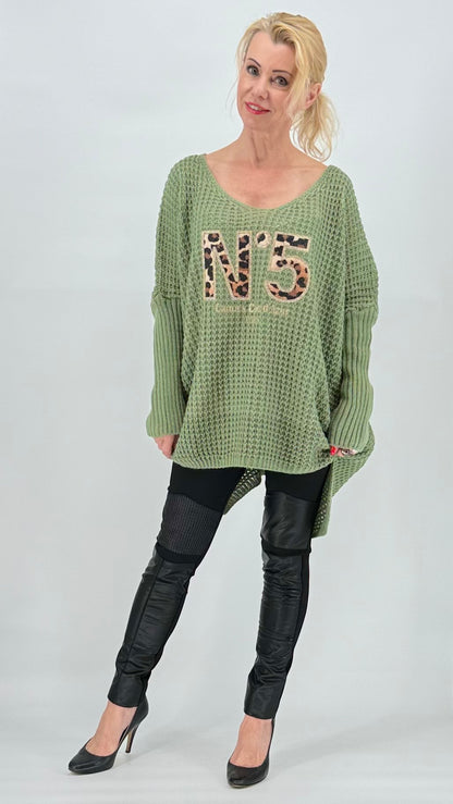 Netz Pullover "N5" grün