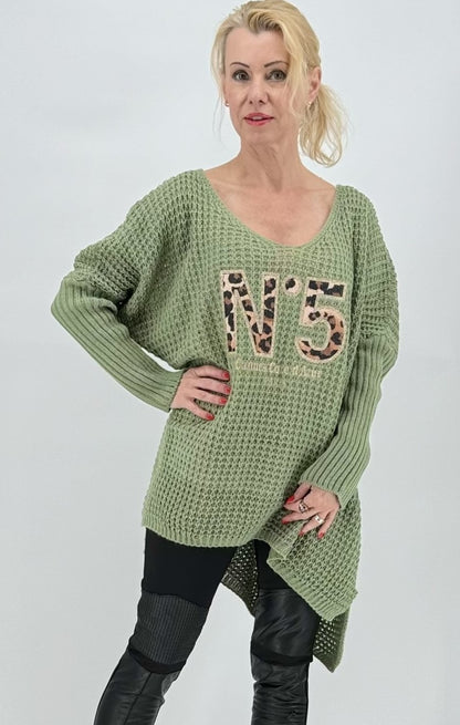 Netz Pullover "N5" grün