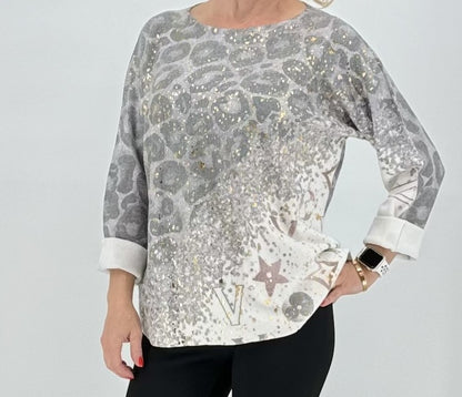 Pullover Leo grau-gold