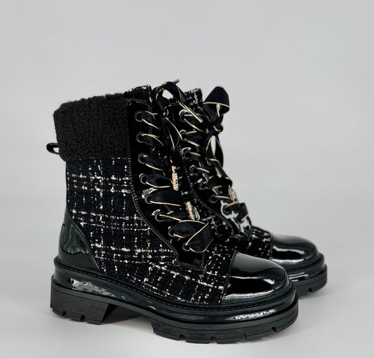 Boots Plateau Sohle mit Textil schwarz