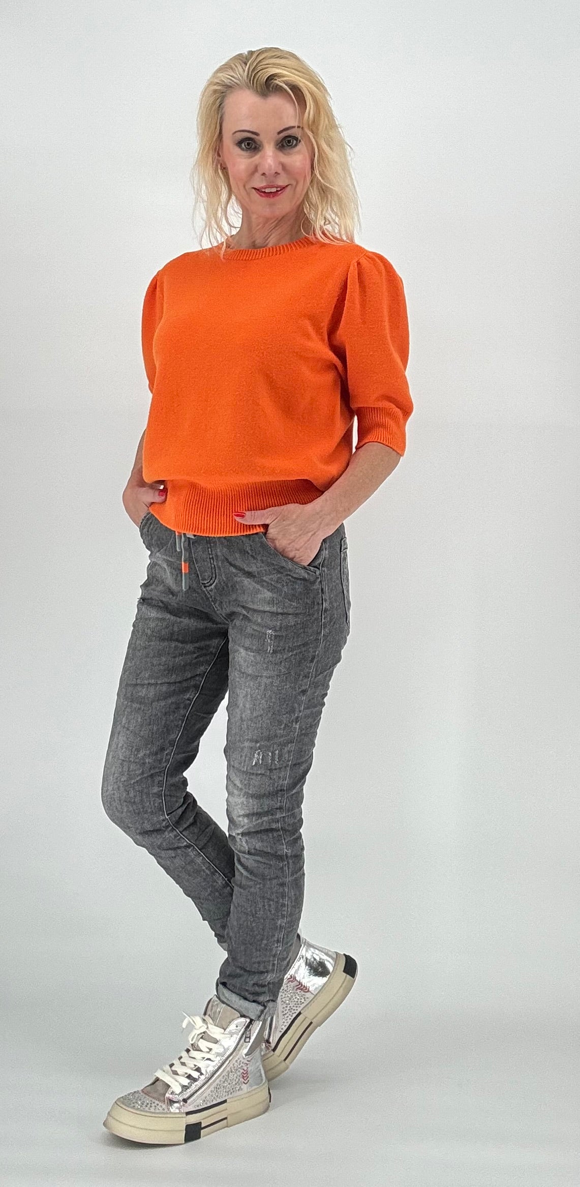 Pullover mit kurzem Arm orange