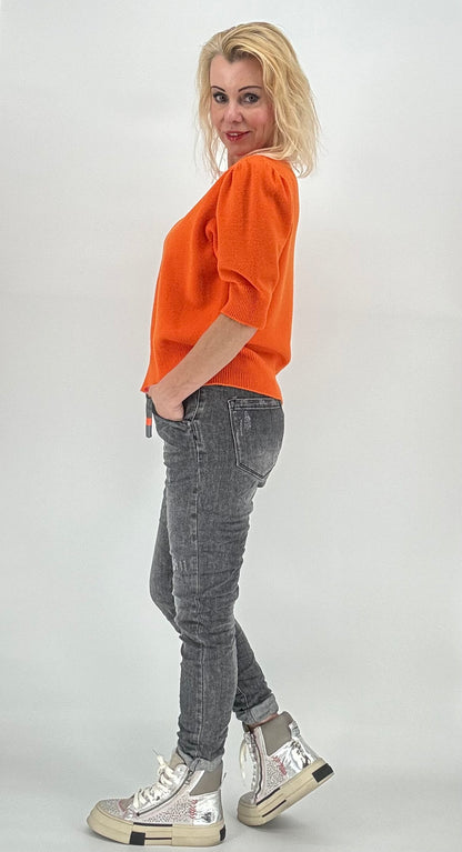 Pullover mit kurzem Arm orange