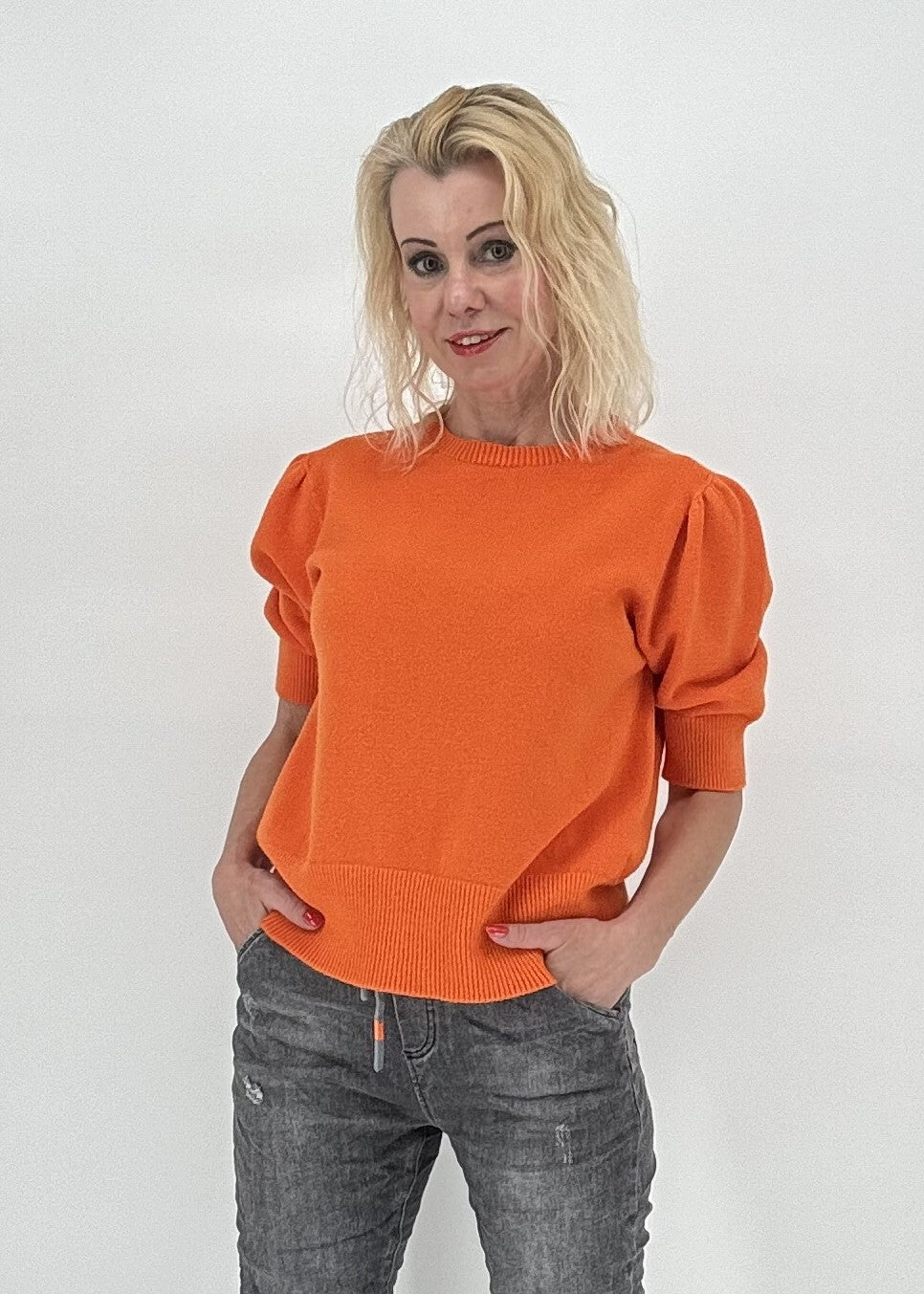 Pullover mit kurzem Arm orange