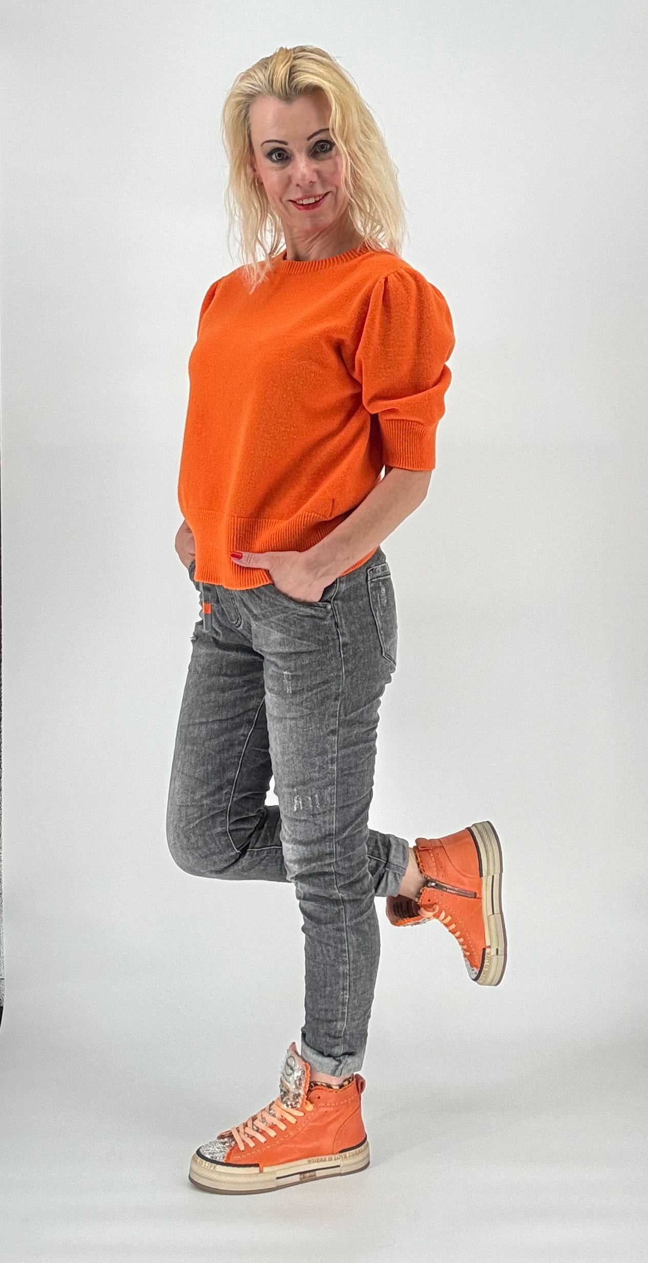 Pullover mit kurzem Arm orange