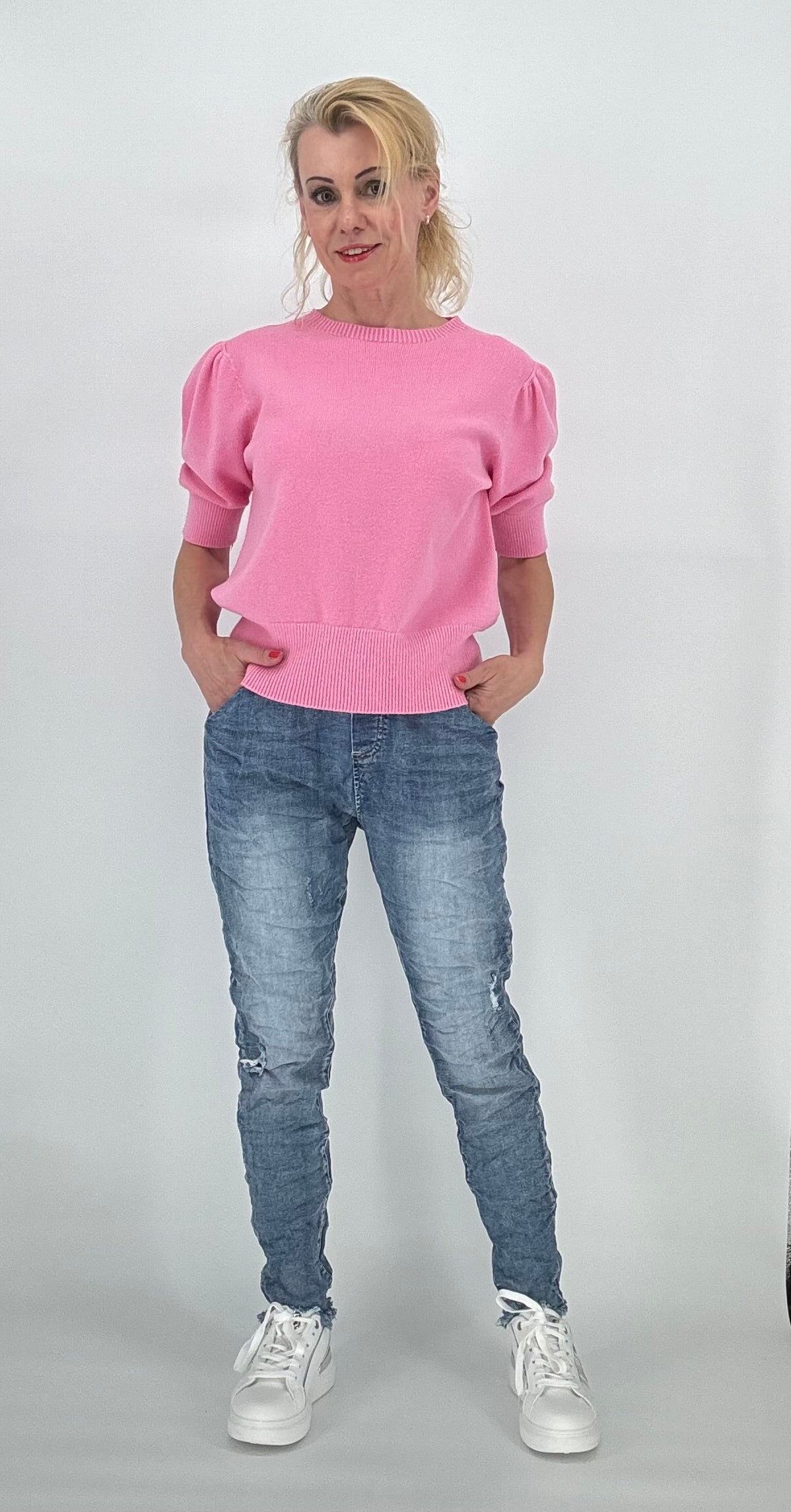 Pullover mit kurzem Arm rosa