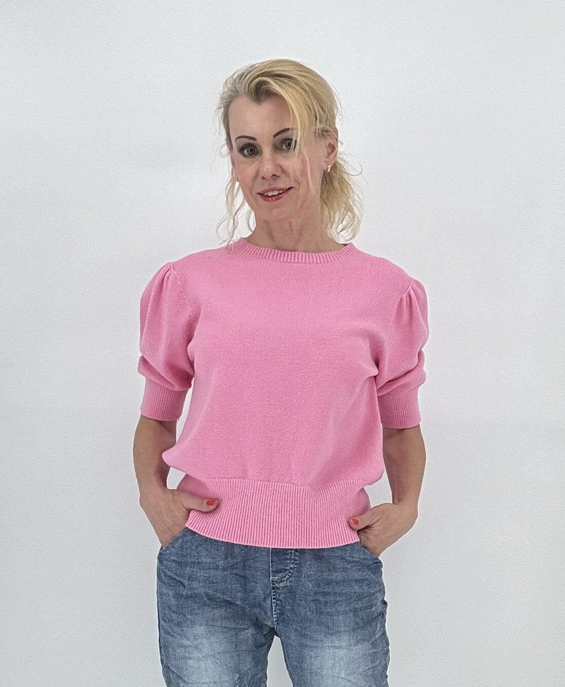 Pullover mit kurzem Arm rosa