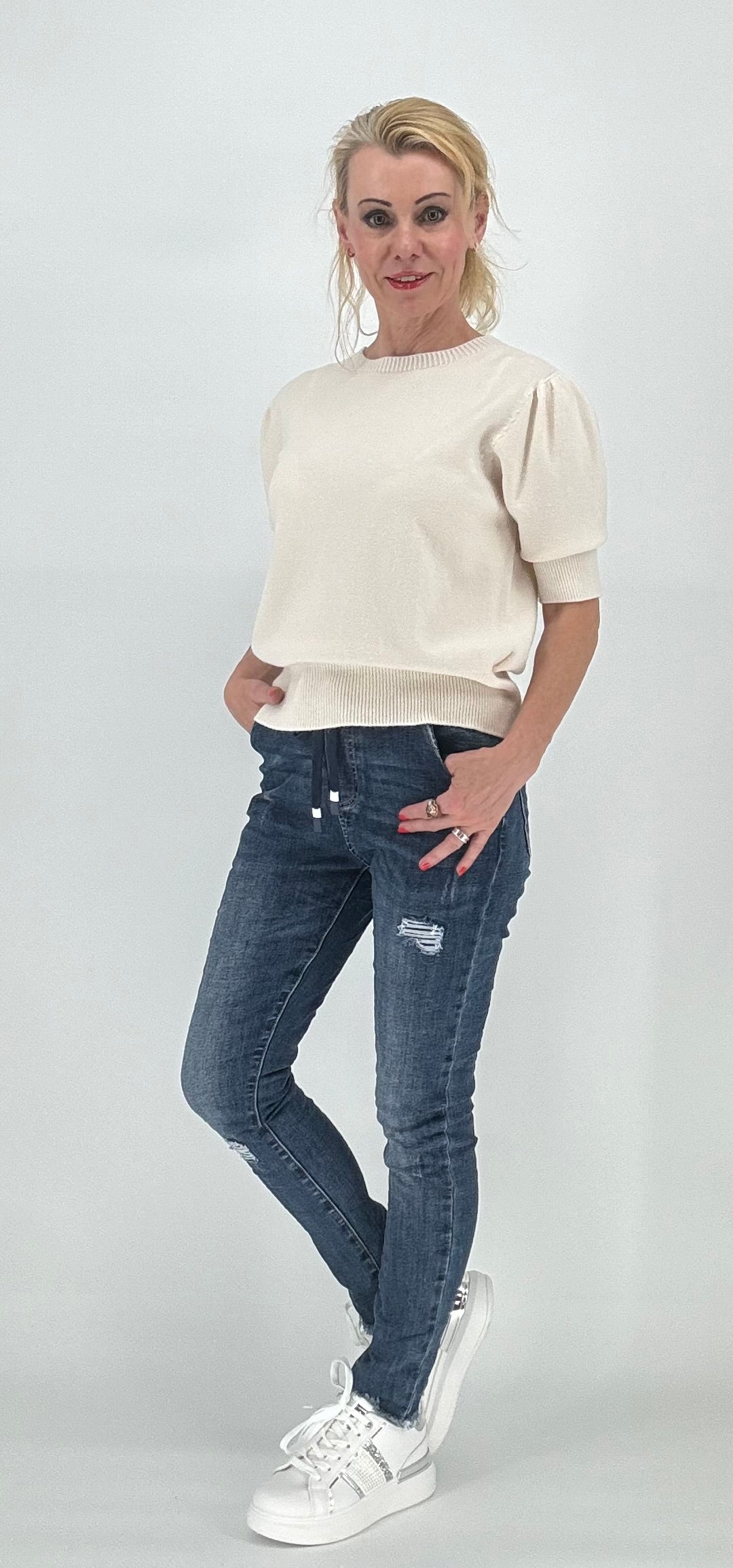 Pullover mit kurzem Arm beige