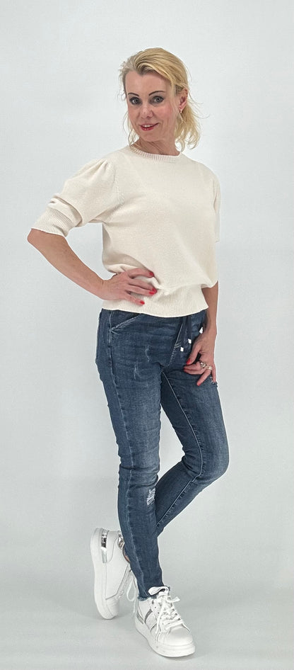 Pullover mit kurzem Arm beige