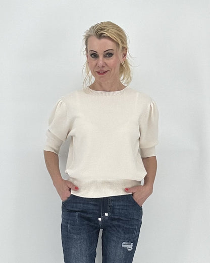 Pullover mit kurzem Arm beige