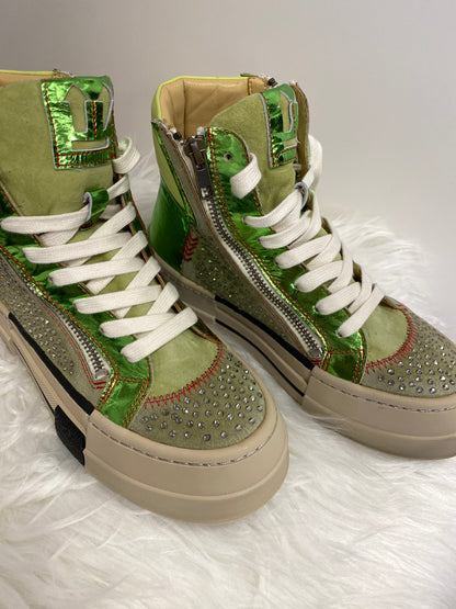 Sneaker Wrinkle mit Strass metallic-grün Rebecca White