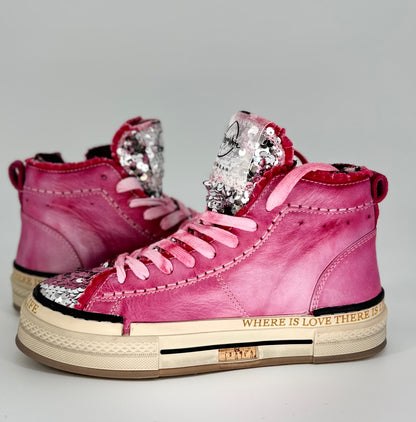 Sneaker Rebecca White fuxia