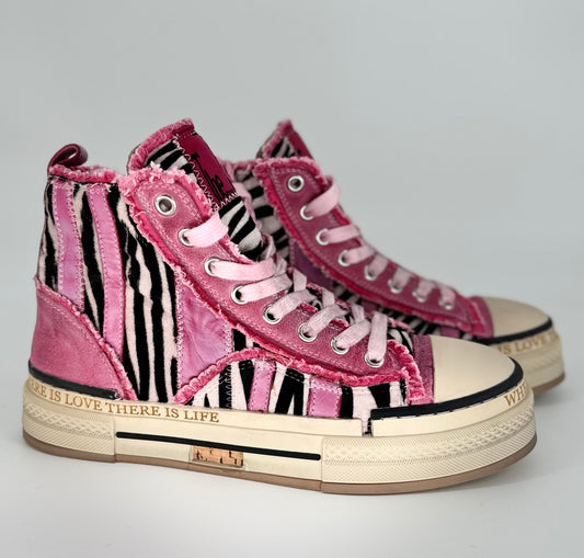 Sneaker Rebecca White Zebra fuxia