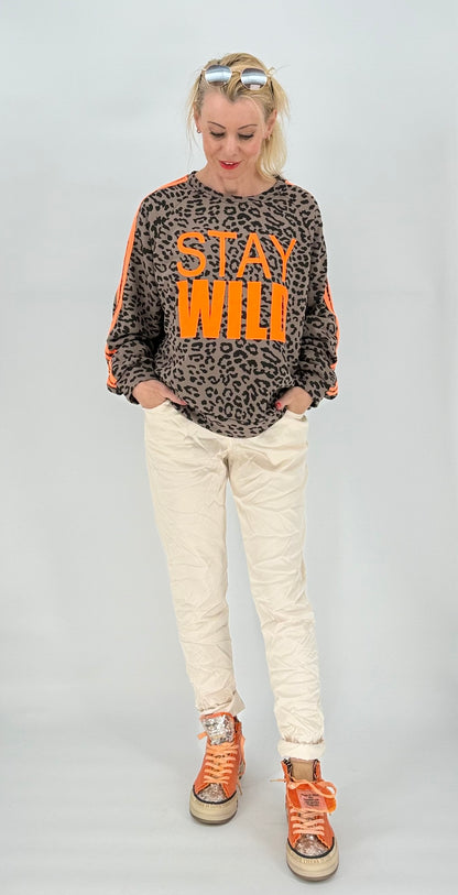 Sweatshirt "Stay Wild" leo/orange