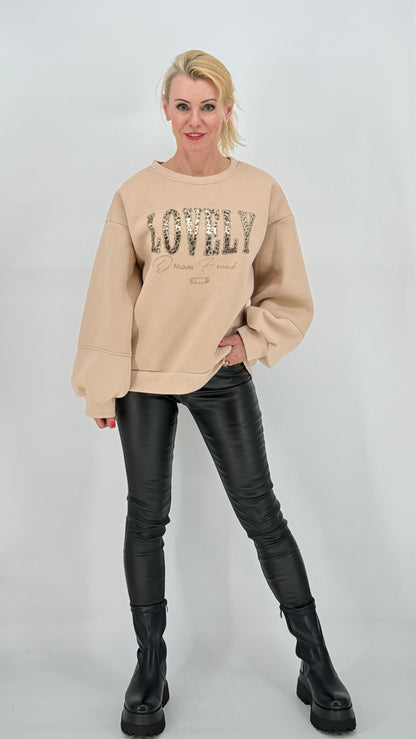 Sweatshirt "LOVELY"  beige