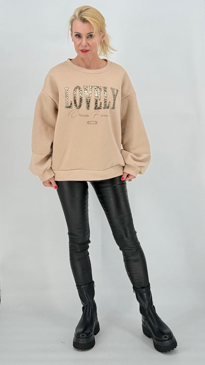 Sweatshirt "LOVELY"  beige