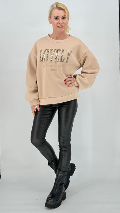 Sweatshirt "LOVELY"  beige