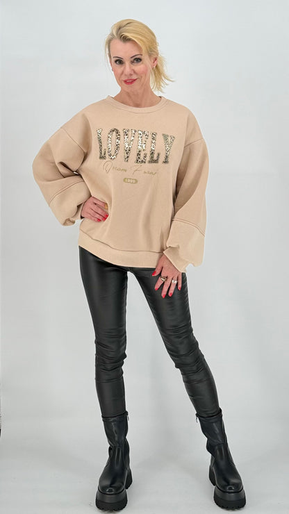 Sweatshirt "LOVELY"  beige