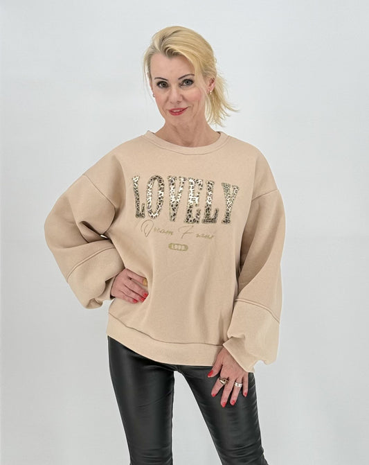 Sweatshirt "LOVELY"  beige