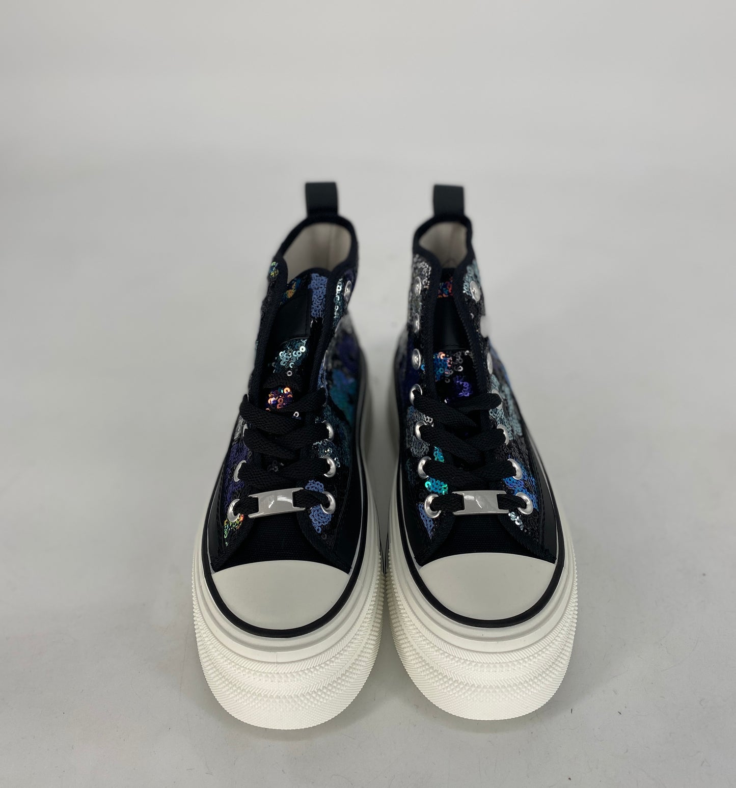 Sneaker mit bunten floralen Pailleten 8-131 schwarz