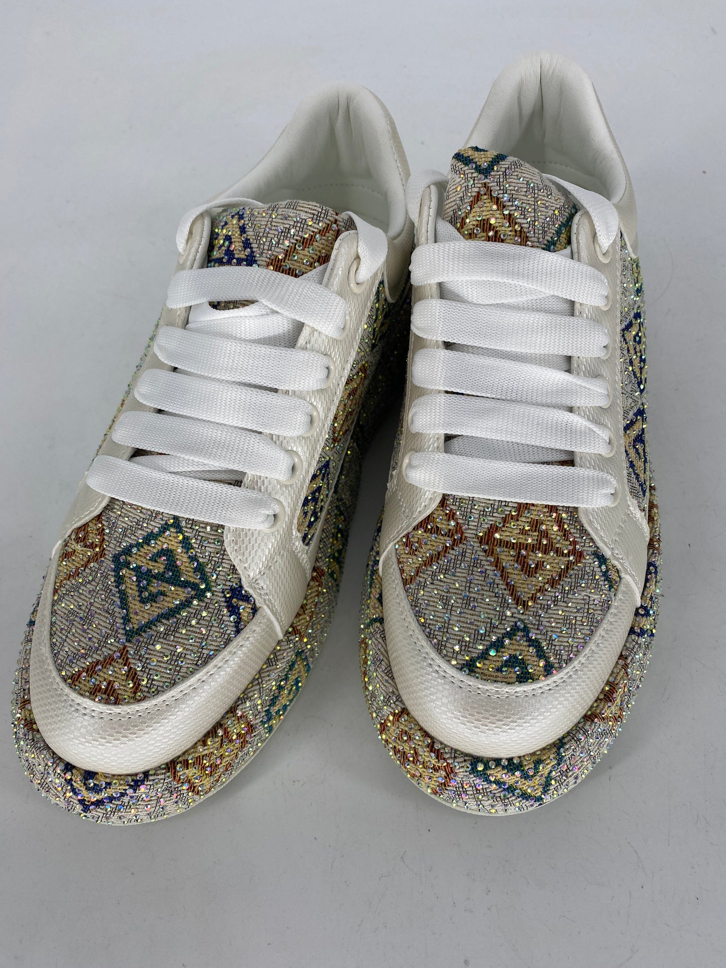 Platform Sneaker Strass Dicken sohlen 8-141 weiß