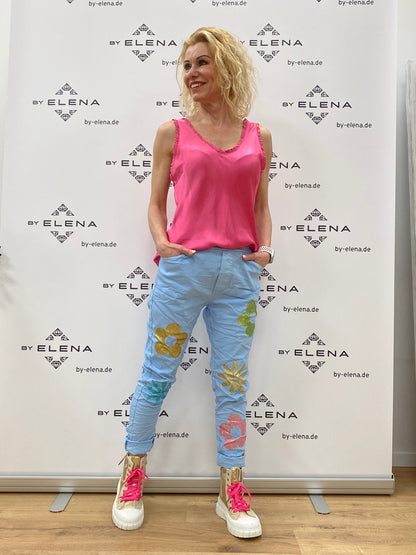 Joggpants Pink mit Blumen