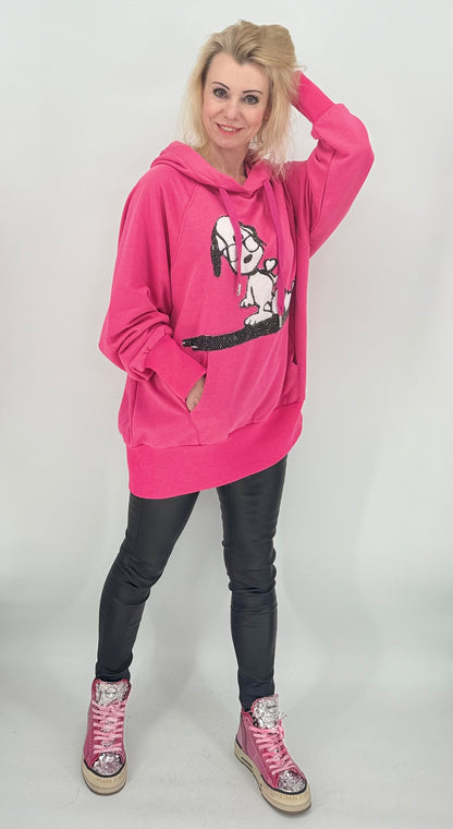 Hoodie Snoopy pink mit Kapuze