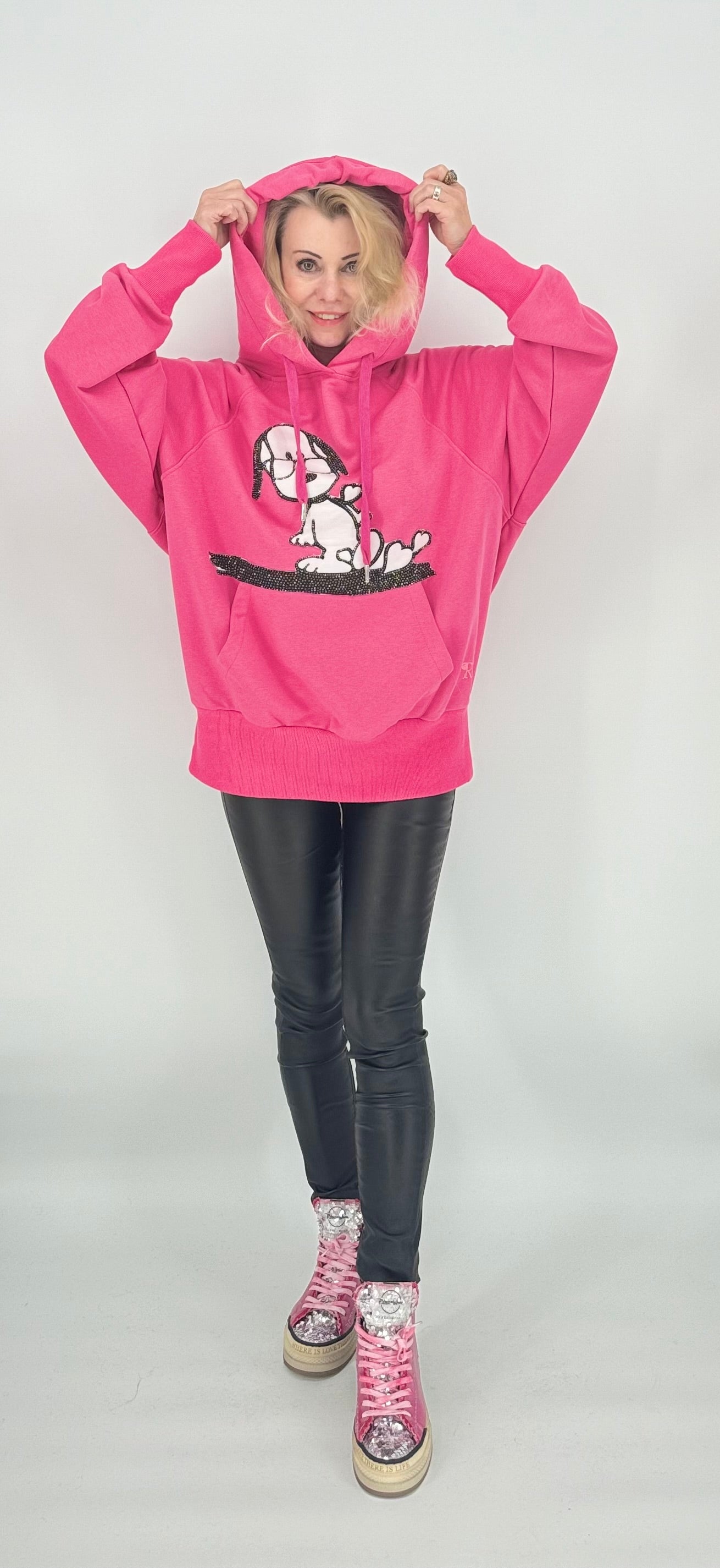 Hoodie Snoopy pink mit Kapuze