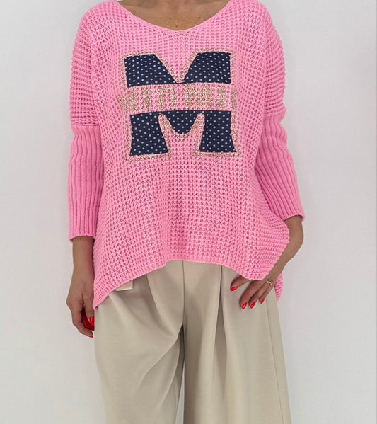 Netz Shirt "MM" rosa