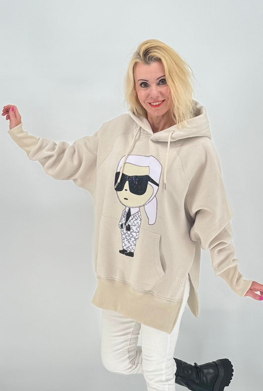 Hoodie Karl beige mit Kapuze