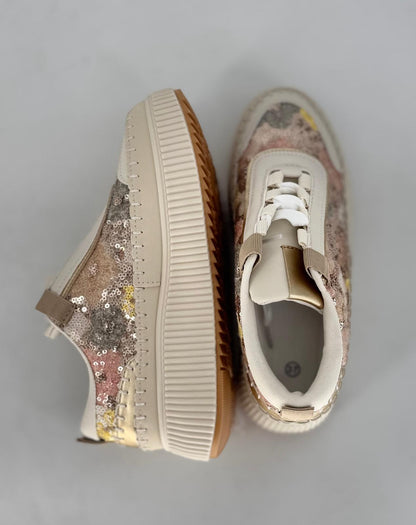 Sneaker Gold Strass/Pailletten 8-137