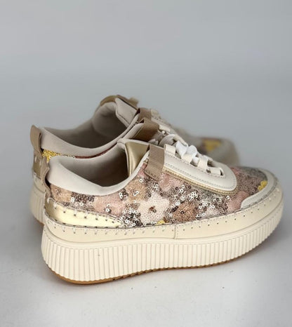 Sneaker Gold Strass/Pailletten 8-137