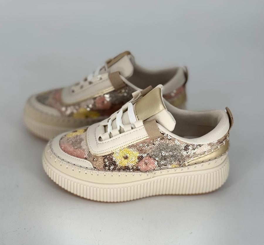 Sneaker Gold Strass/Pailletten 8-137